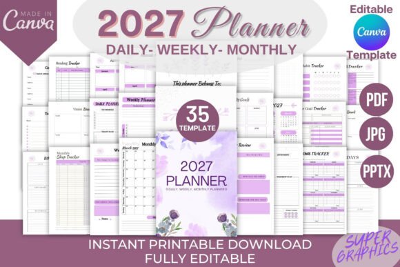 Download Editable 2027 Planner Canva Template KDP - Planner Collection