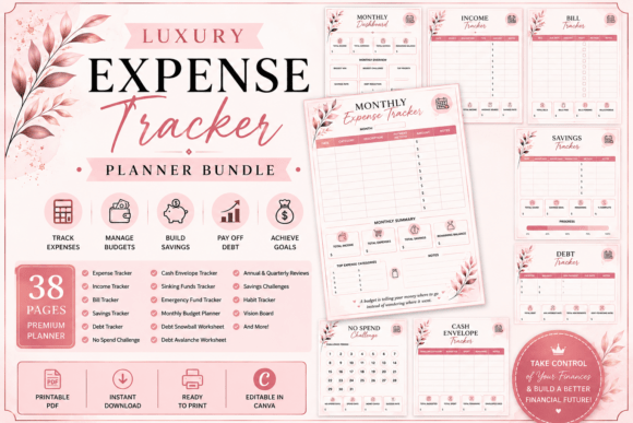 Download Luxury Expense Tracker Planner Pink - Planner Collection
