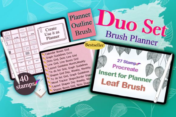 Download Procreate Planner DesignLeaf Brush Stamp - Planner Collection