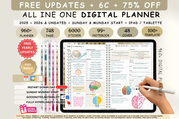 Download Digital Planner Blue 2025 2026 2027 &amp; Undated - Planner Collection