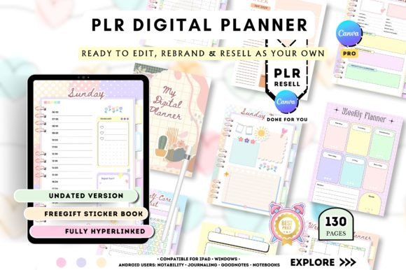 Download PLR Resell Canva Undated Digital Planner - Planner Collection