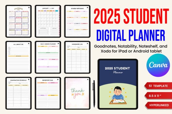 Download 2025 Digital Student Planner Canva - Planner Collection