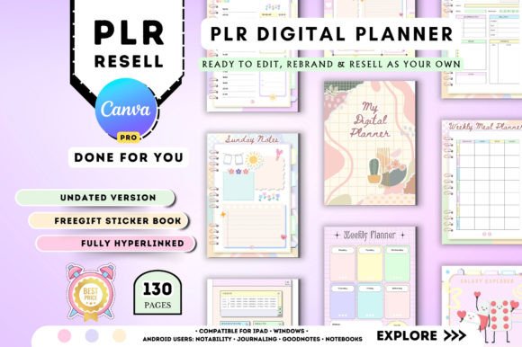 Download PLR Canva Undated Digital Planner - Planner Collection