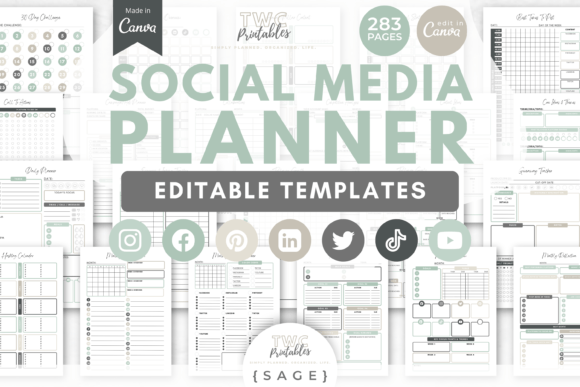 Download Social Media Planner Canva Templates 6 - Planner Collection