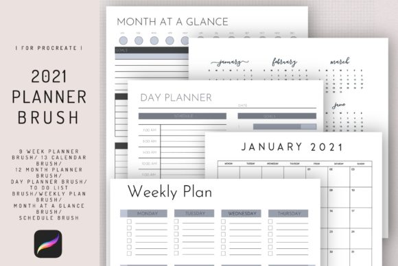 Download Procreate 2021 Planner Stamp Brush - Planner Collection