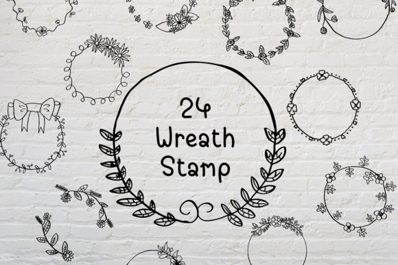 Download 24 Wreath Flower Stamp Procreate Stamps - Wreath Collection