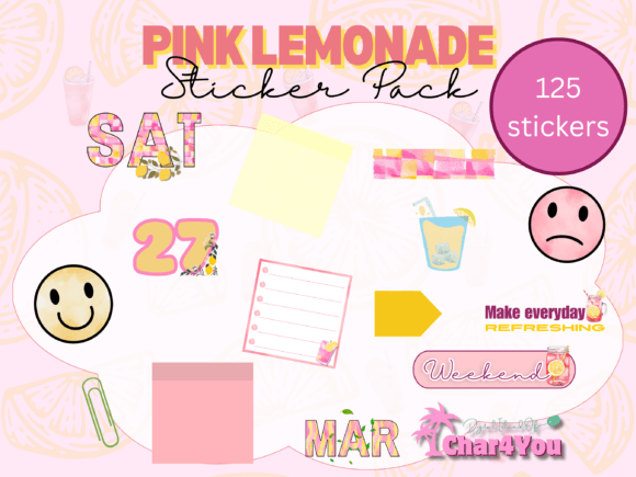 Download Pink Lemonade Digital Planner Stickers - Planner Collection