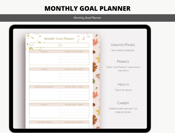 Download Undated Digital Monthly Goal Planner - Planner Collection